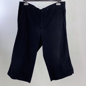 Jil Sander navy wrinkle wash raw hem Bermuda short